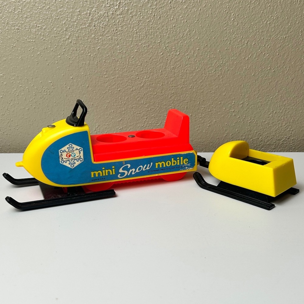 Fisher Price Mini Snow Mobile 705 Little People Vehicle with Sled 1970 Vintage